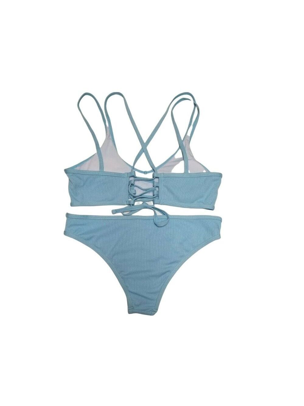 2 piece swimsuit bikini set Light Blue Size Medium - Picture 2 of 5